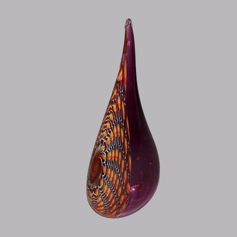 Mid Century Modern Abstract Pulled Feather Art Glass Vase C1960