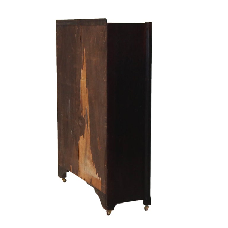 Antique Stickley School Arts & Crafts Mission Oak Double Door Bookcase C1910