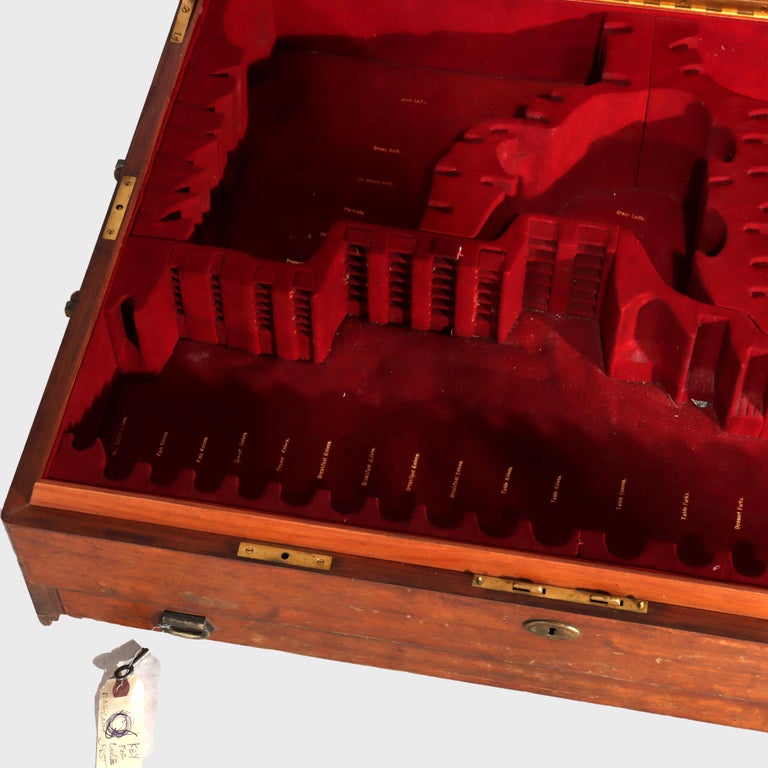 Large Antique Vermilion Mahogany Silver Chest with Gilt Metal Hardware C1880