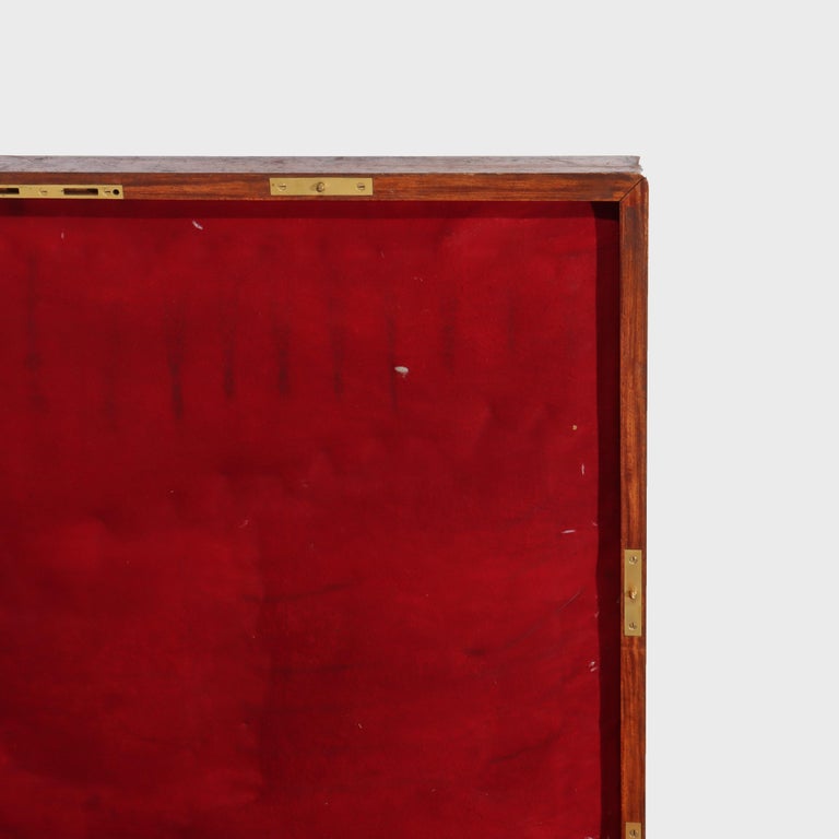 Large Antique Vermilion Mahogany Silver Chest with Gilt Metal Hardware C1880