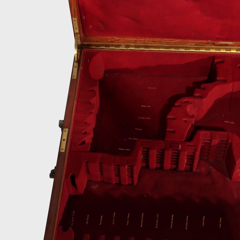 Large Antique Vermilion Mahogany Silver Chest with Gilt Metal Hardware C1880