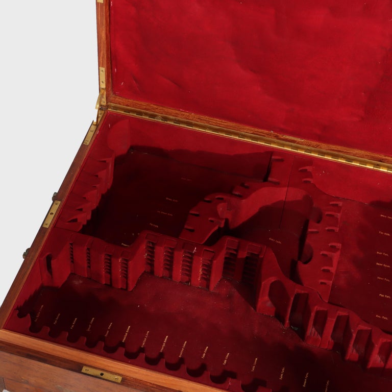 Large Antique Vermilion Mahogany Silver Chest with Gilt Metal Hardware C1880