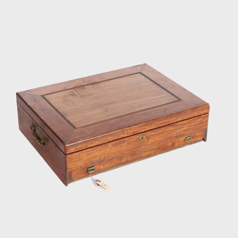 Large Antique Vermilion Mahogany Silver Chest with Gilt Metal Hardware C1880