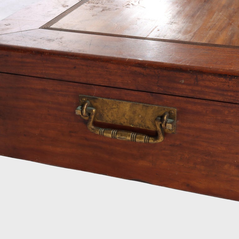 Large Antique Vermilion Mahogany Silver Chest with Gilt Metal Hardware C1880