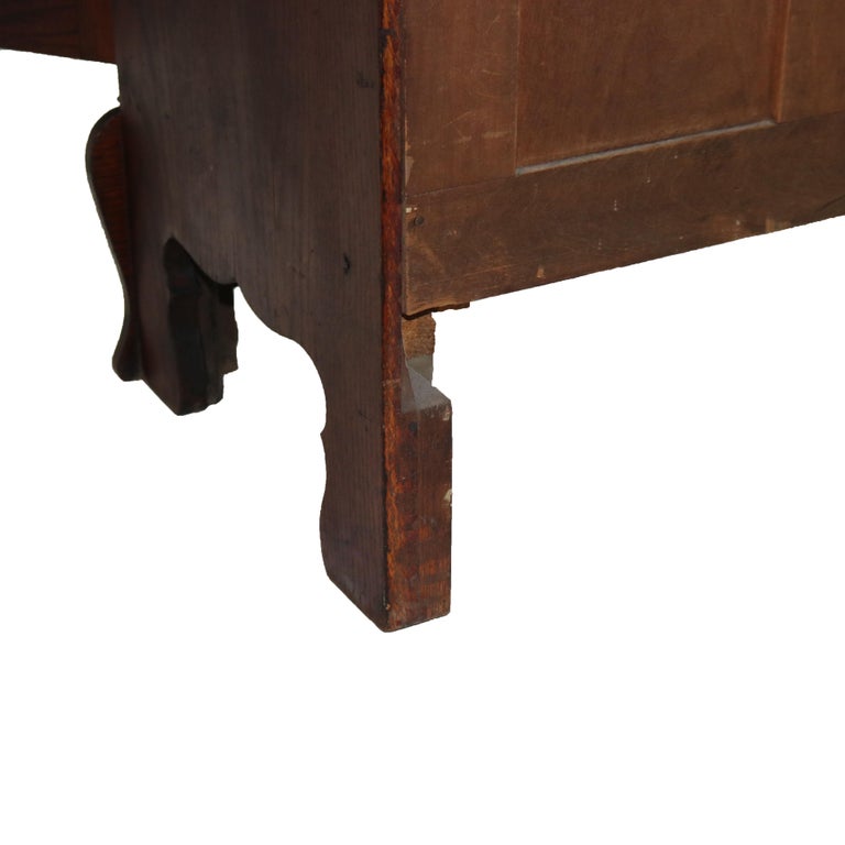 Antique Arts & Crafts Pressed & Carved Oak Double Door Bookcase C1920