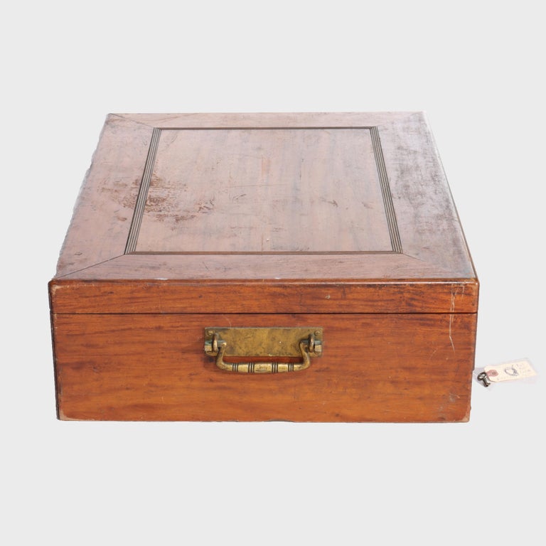 Large Antique Vermilion Mahogany Silver Chest with Gilt Metal Hardware C1880