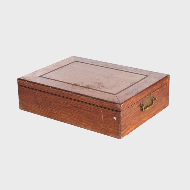 Large Antique Vermilion Mahogany Silver Chest with Gilt Metal Hardware C1880