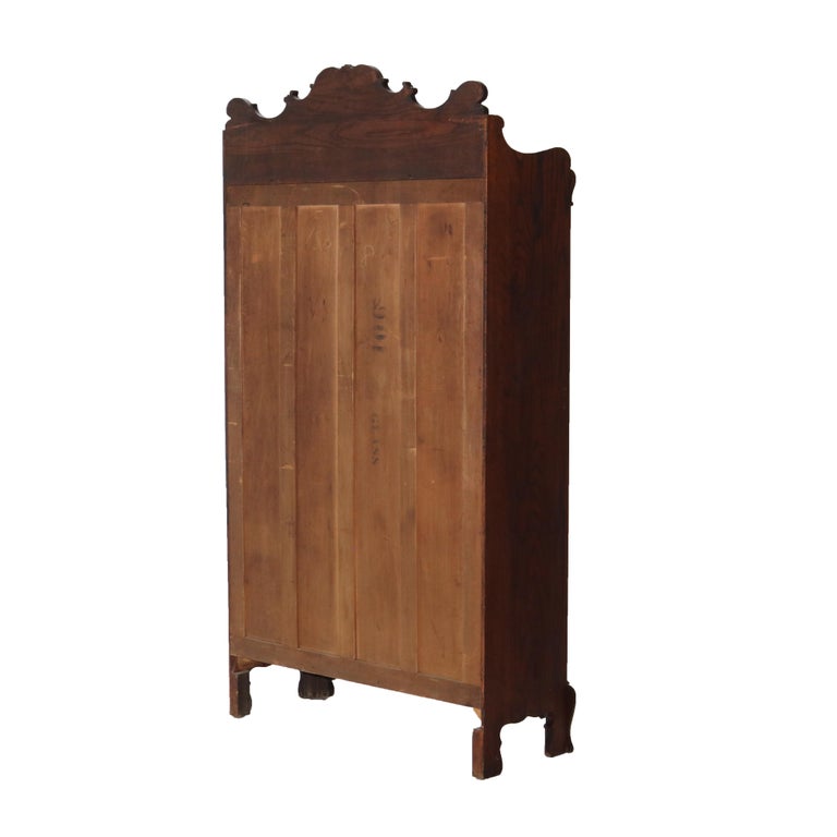 Antique Arts & Crafts Pressed & Carved Oak Double Door Bookcase C1920
