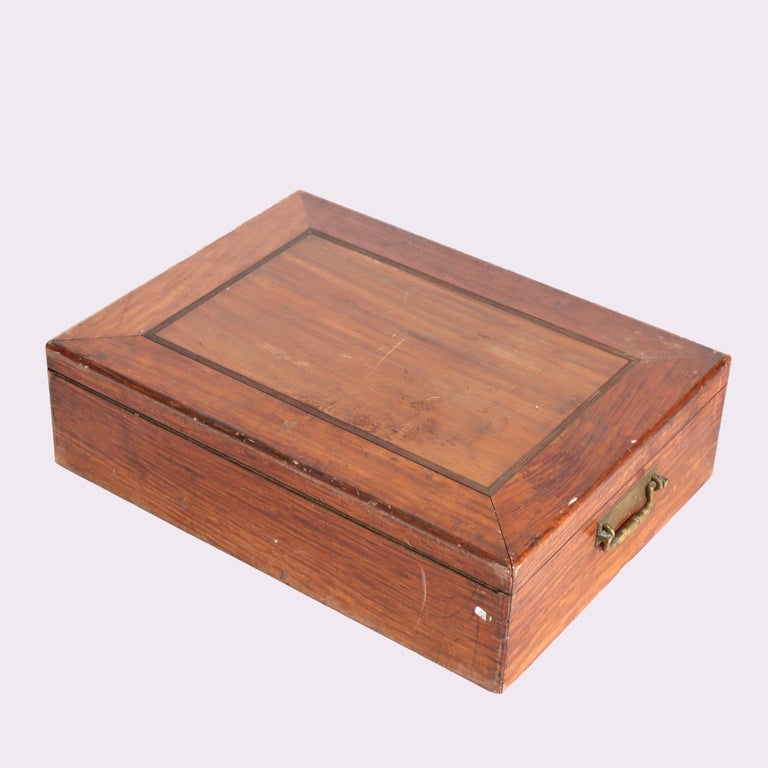 Large Antique Vermilion Mahogany Silver Chest with Gilt Metal Hardware C1880