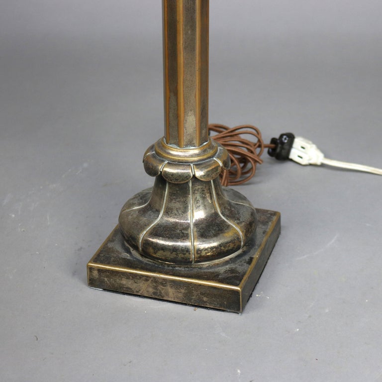 Antique Palmer & Co. Empire Bronze & Crystal Oil Lamp with Cut Glass Font C1840