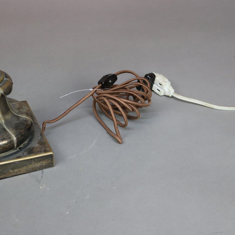 Antique Palmer & Co. Empire Bronze & Crystal Oil Lamp with Cut Glass Font C1840
