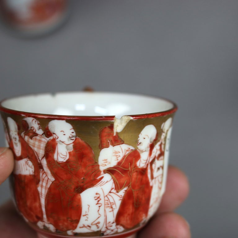 16 Piec79402es of Japanese Kutani Porcelain with Figures C1890