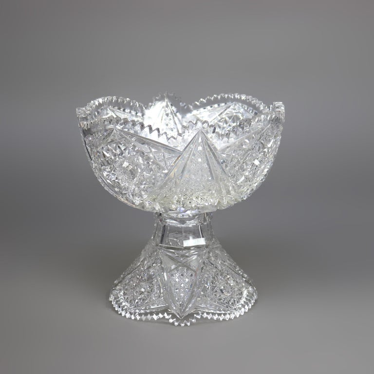 Antique 2 Piece Cut Glass Punch Bowl C1900