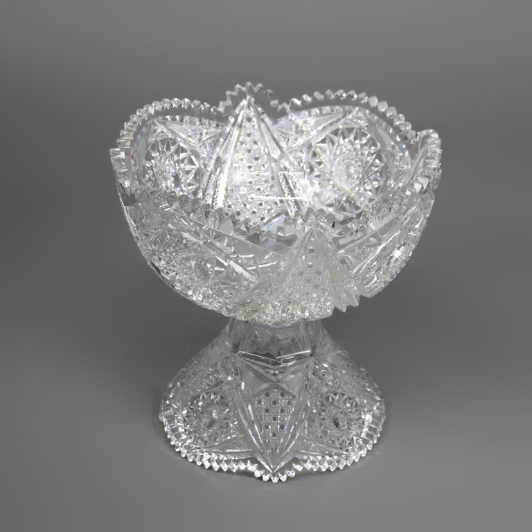 Antique 2 Piece Cut Glass Punch Bowl C1900