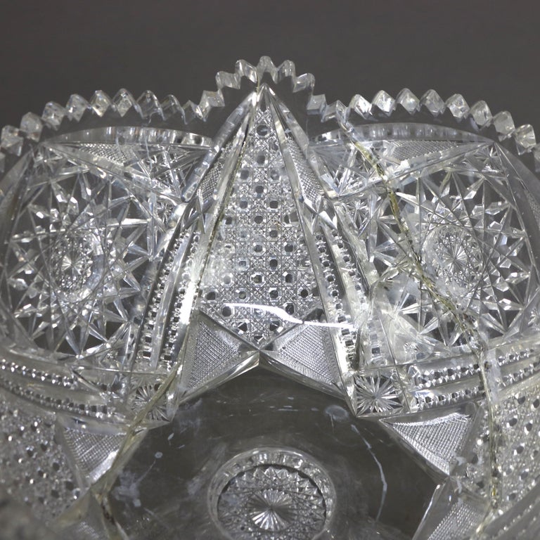 Antique 2 Piece Cut Glass Punch Bowl C1900