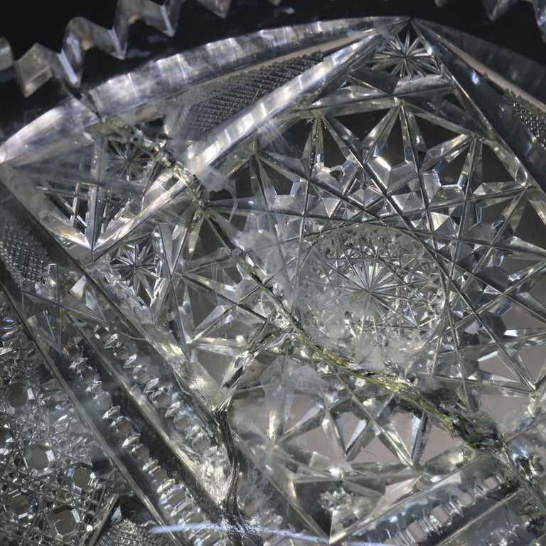 Antique 2 Piece Cut Glass Punch Bowl C1900