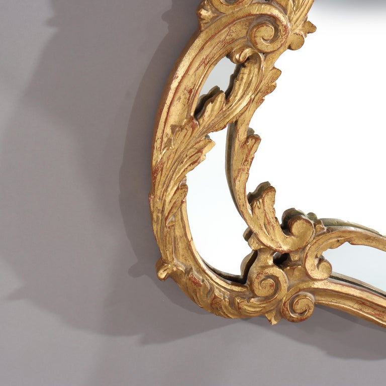 Oversized Antique French Louis XIV Style Rococo Giltwood Mirror C1920
