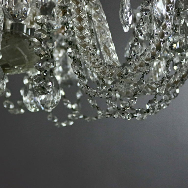 Oversized Vintage Continental Cut & Strung Nine-Light Chandelier, circa 1910