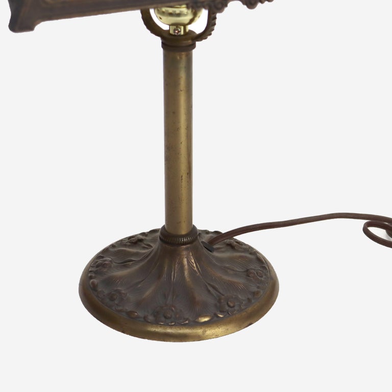 Antique Miller Arts & Crafts Slag Glass Table Lamp Signed C1920