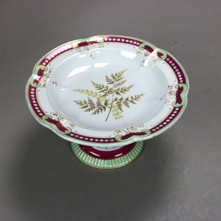 Pair Antique Meissen School Old Paris Porcelain Compotes with Fern C1890