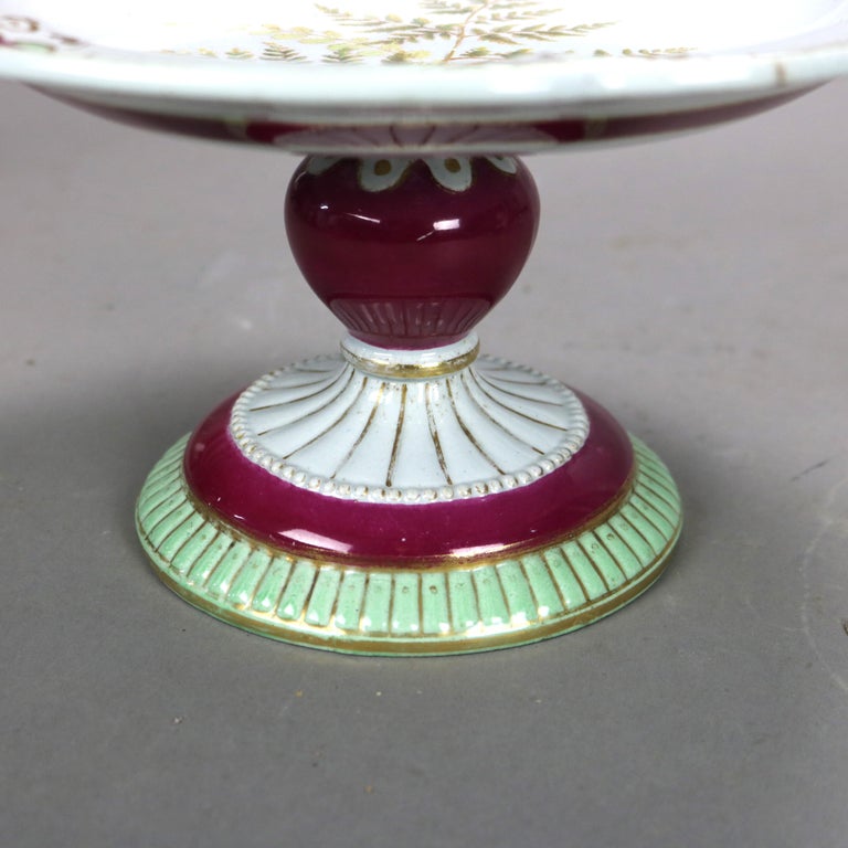 Pair Antique Meissen School Old Paris Porcelain Compotes with Fern C1890