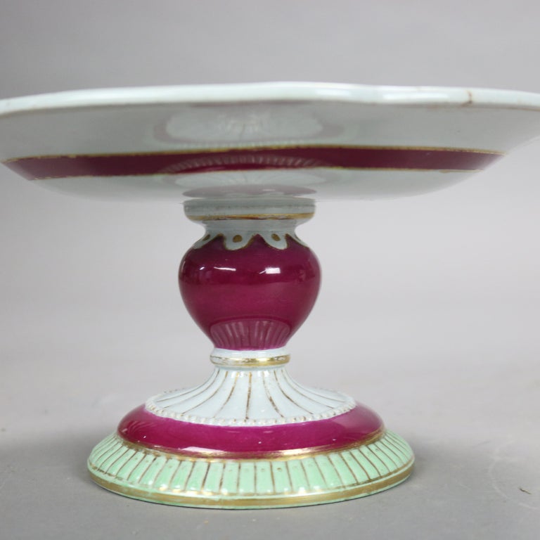 Pair Antique Meissen School Old Paris Porcelain Compotes with Fern C1890