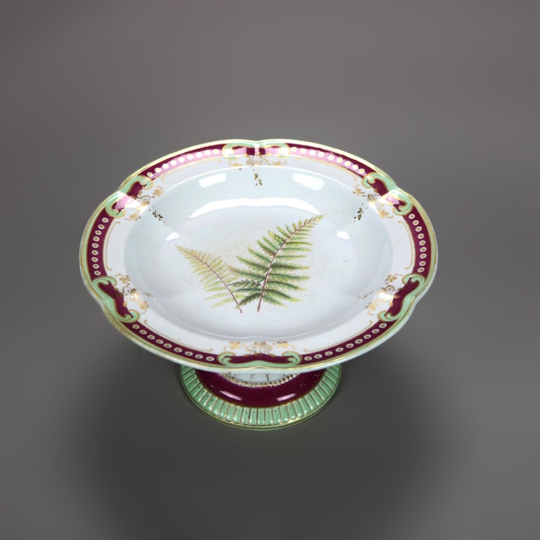 Pair Antique Meissen School Old Paris Porcelain Compotes with Fern C1890