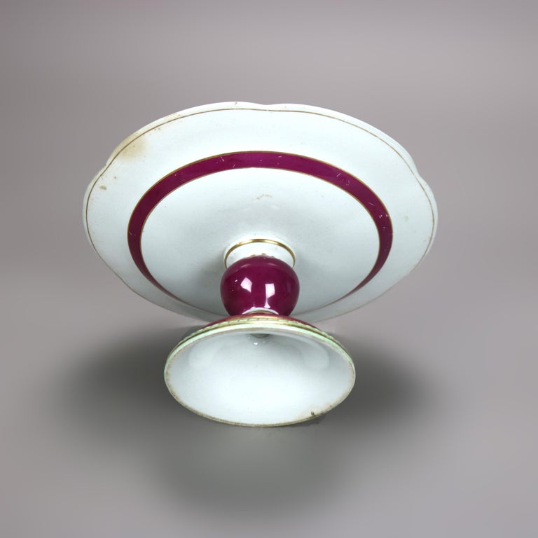 Pair Antique Meissen School Old Paris Porcelain Compotes with Fern C1890