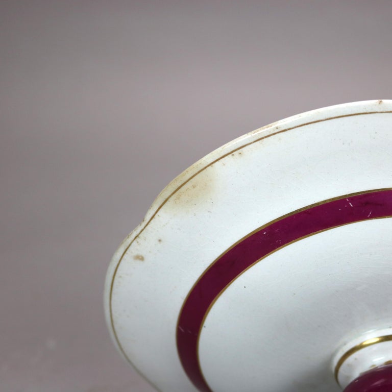 Pair Antique Meissen School Old Paris Porcelain Compotes with Fern C1890