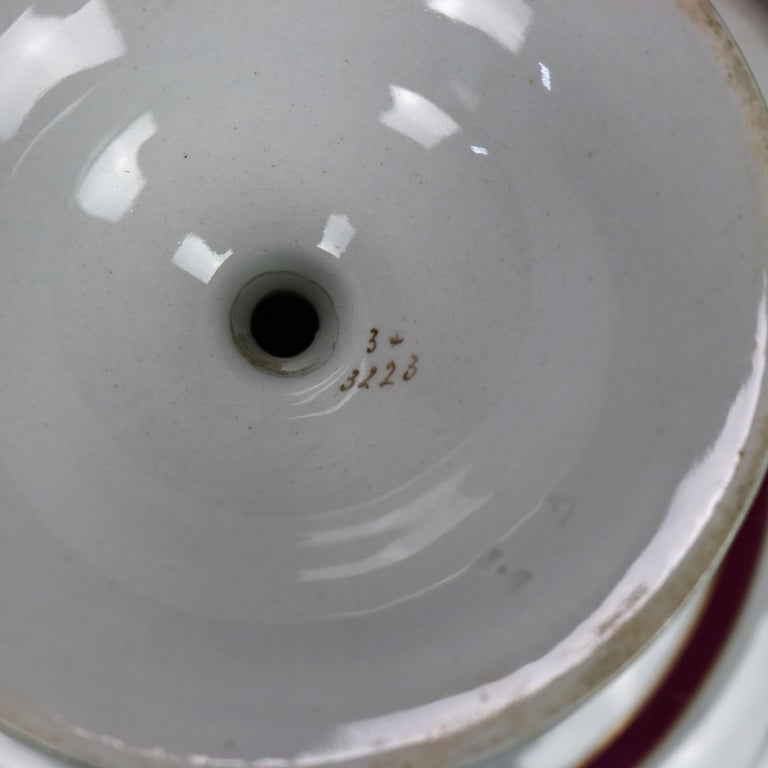 Pair Antique Meissen School Old Paris Porcelain Compotes with Fern C1890