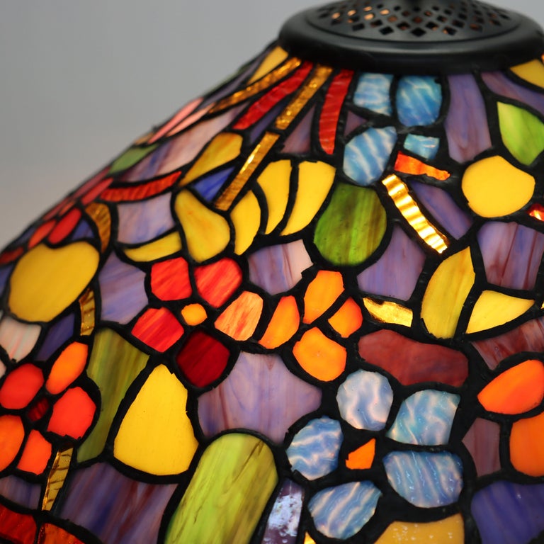 Arts & Crafts Leaded Stained Glass Table Lamp 20thC