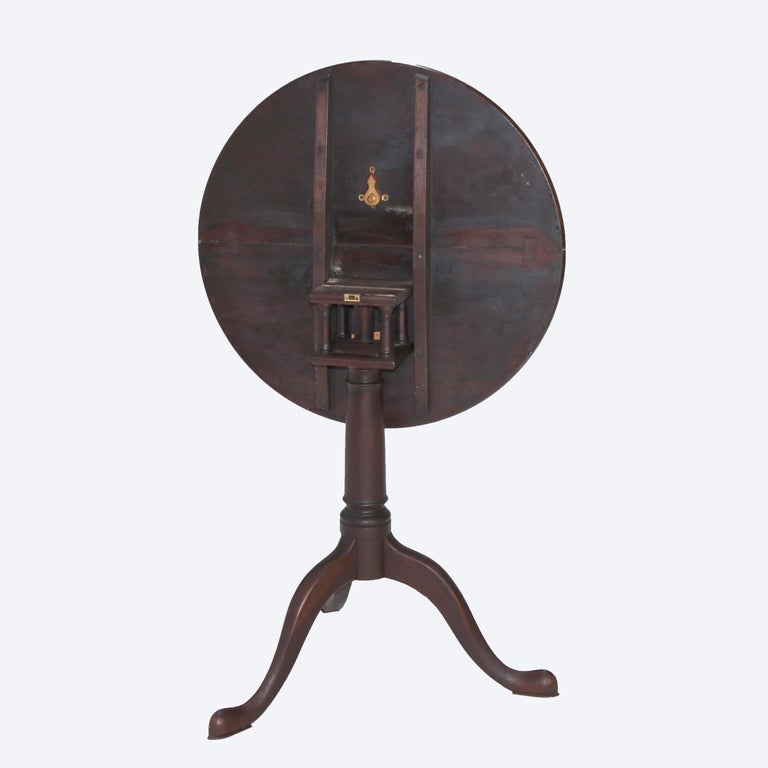 Antique Queen Anne Mahogany Dish Top Tilt Top Table with Bird Cage C1780