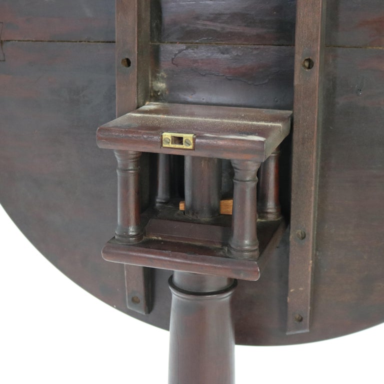Antique Queen Anne Mahogany Dish Top Tilt Top Table with Bird Cage C1780