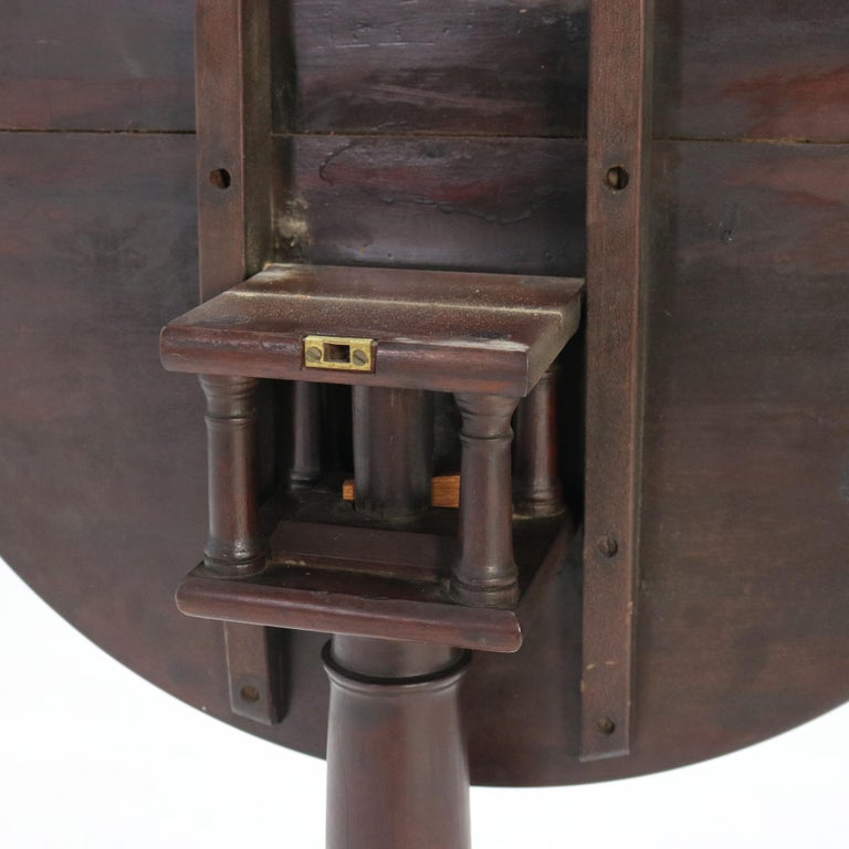 Antique Queen Anne Mahogany Dish Top Tilt Top Table with Bird Cage C1780