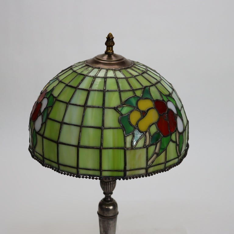Arts & Crafts Leaded Stained Glass Table Lamp 20thC