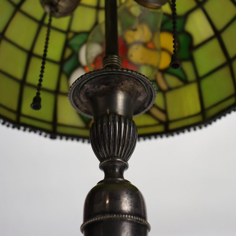 Arts & Crafts Leaded Stained Glass Table Lamp 20thC