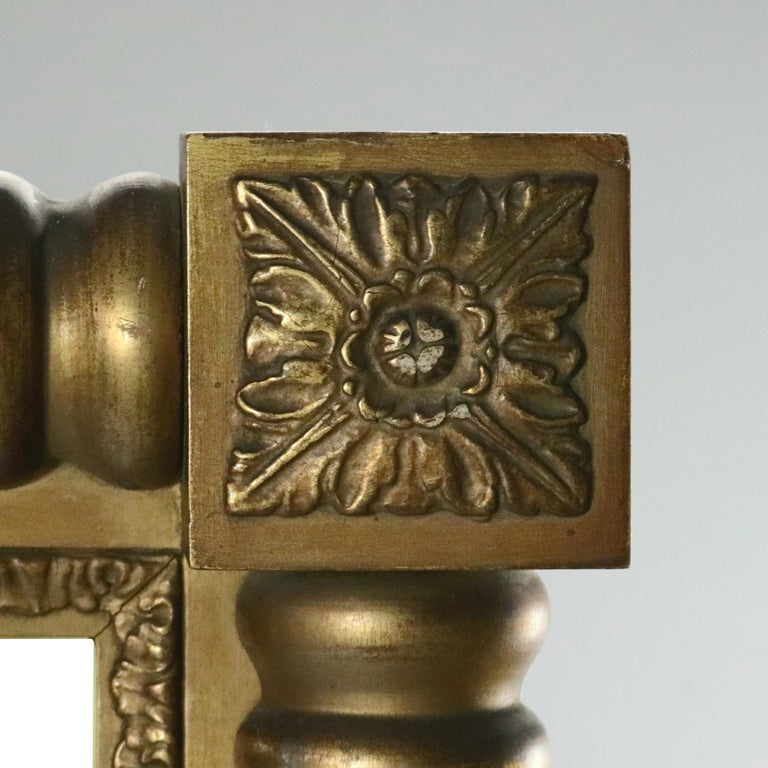 Antique American Empire Column and Rosette Giltwood Wall Mirror, 19th Century