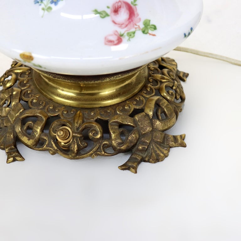 Victorian Gone with the Wind Table Lamp, Electrified, C1900