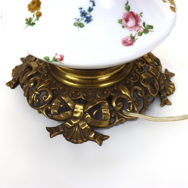 Victorian Gone with the Wind Table Lamp, Electrified, C1900