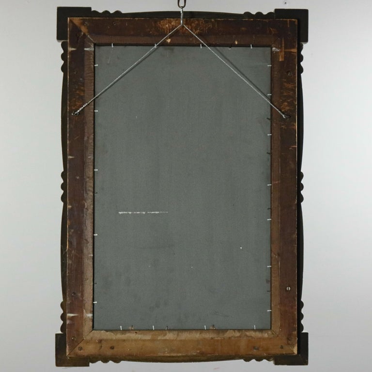 Antique American Empire Column and Rosette Giltwood Wall Mirror, 19th Century