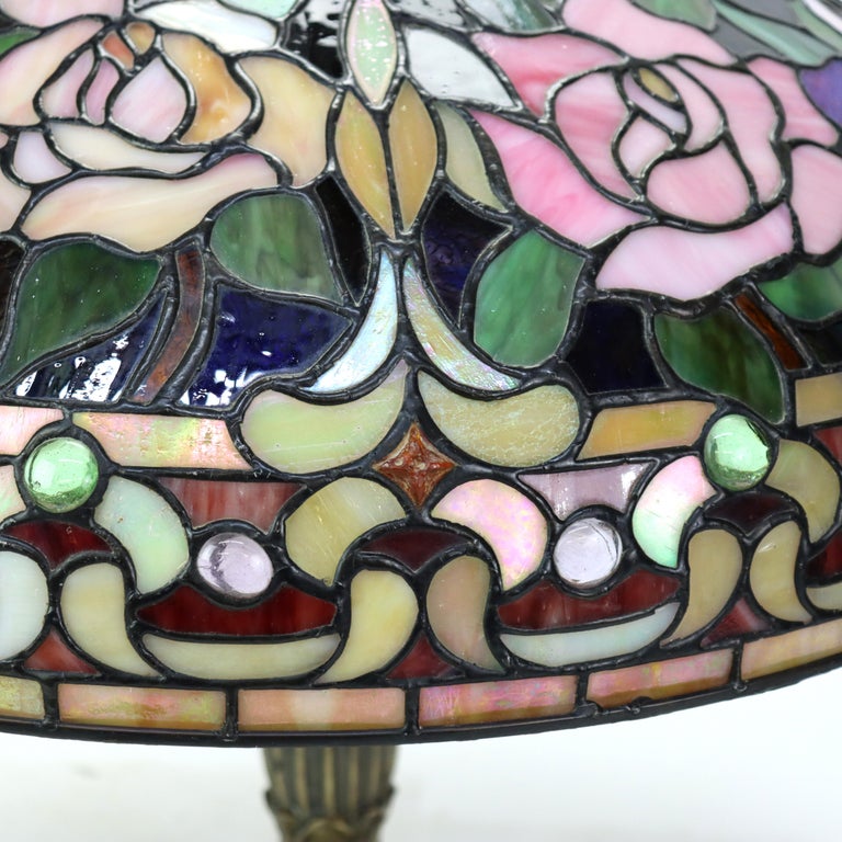 Arts & Crafts Leaded Stained Glass Table Lamp 20thC
