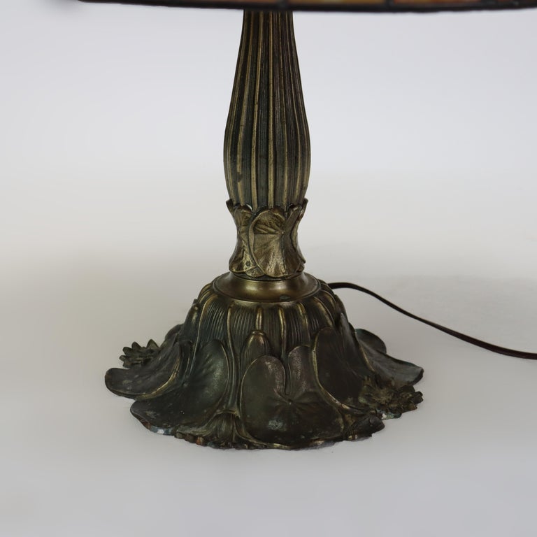 Arts & Crafts Leaded Stained Glass Table Lamp 20thC