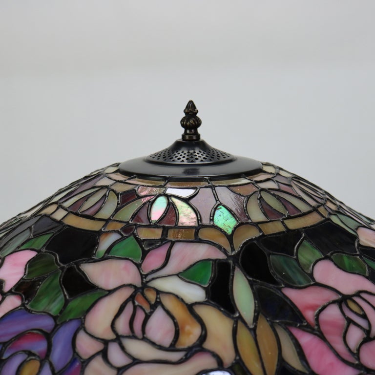 Arts & Crafts Leaded Stained Glass Table Lamp 20thC