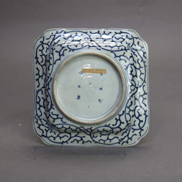 Antique Japanese Imari Porcelain Square Plate with Phoenix C1910