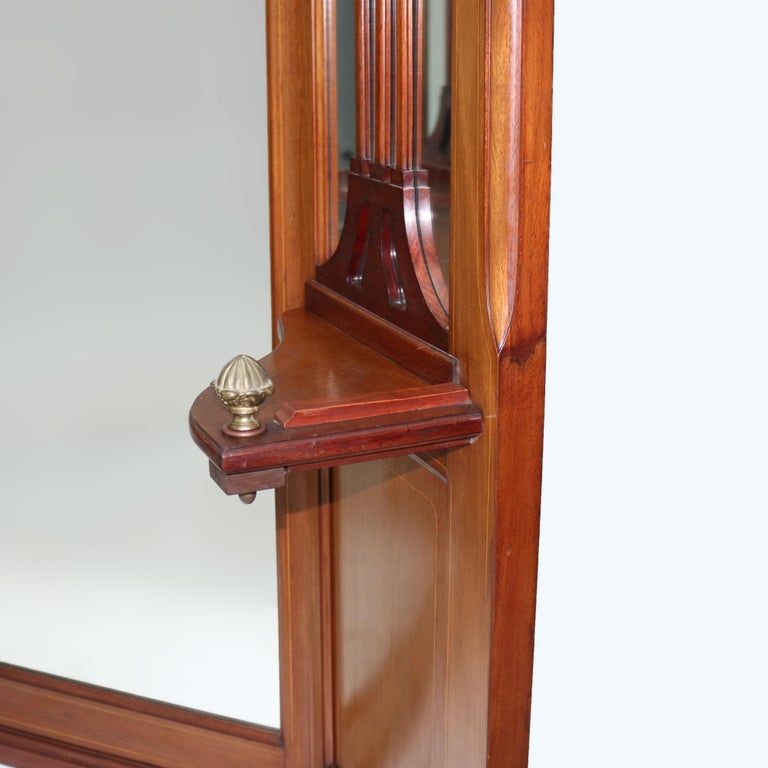 Antique Louis Majorelle Art Nouveau Mahogany Dressing Mirror & Floral Marquetry