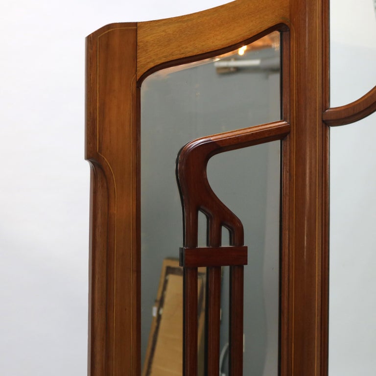 Antique Louis Majorelle Art Nouveau Mahogany Dressing Mirror & Floral Marquetry