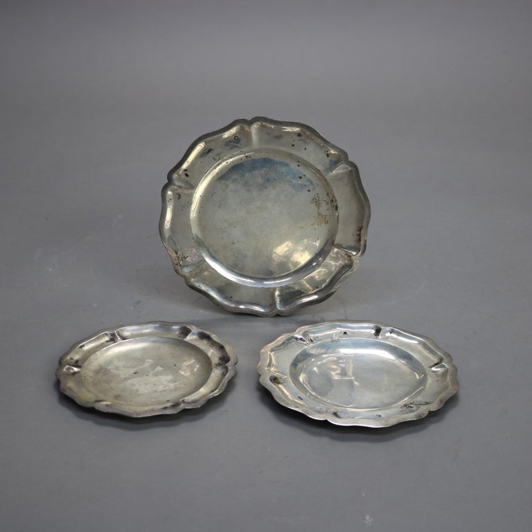 17thC Set of Three Boston Hallmark Sterling Silver Graduated Plates
