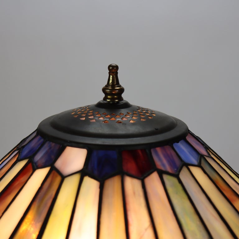 Arts & Crafts Leaded Stained Glass Table Lamp 20thC