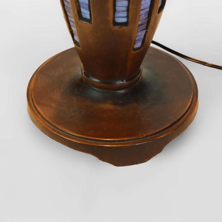 Arts & Crafts Leaded Stained Glass Table Lamp 20thC