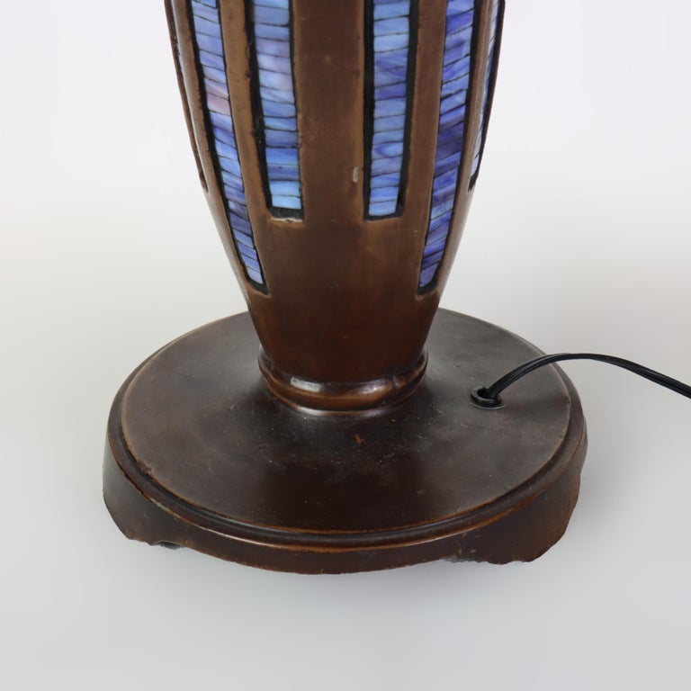 Arts & Crafts Leaded Stained Glass Table Lamp 20thC